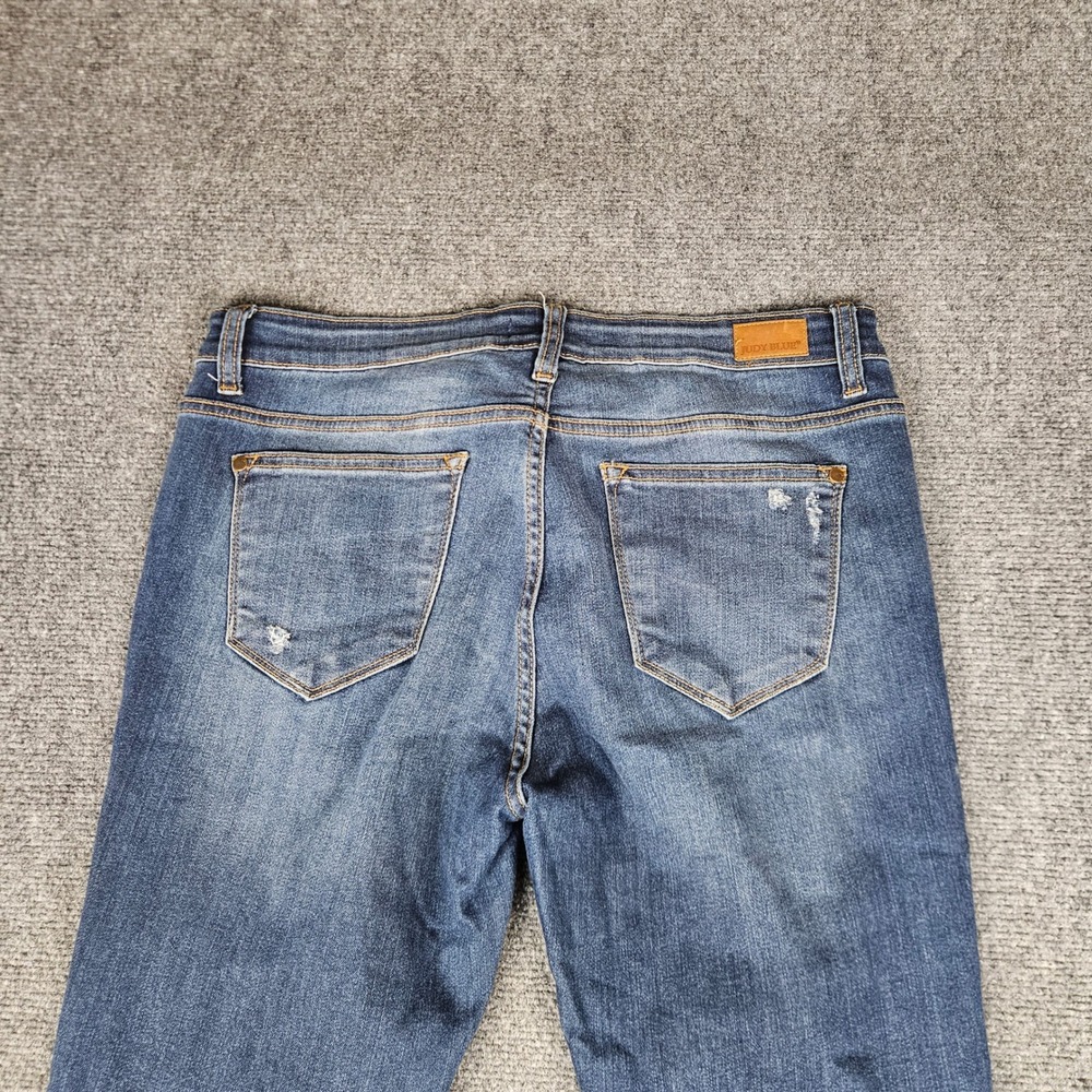 Judy Blue Skinny Fit Distressed‎ Plaid Patch Jeans Medium Wash JB8268DK 15/32 - Picture 12 of 12